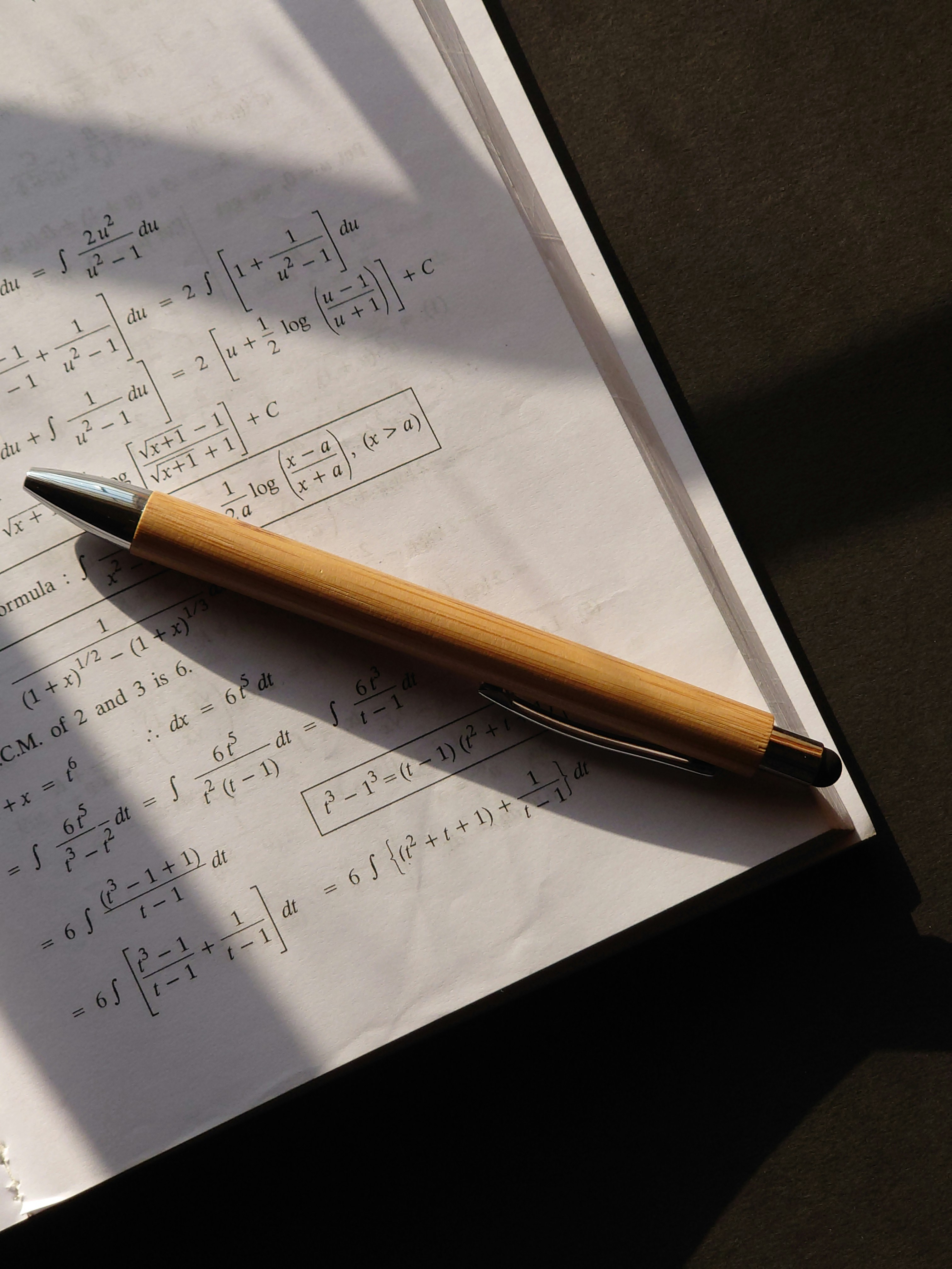 Engineering Maths book with a wooden pen.